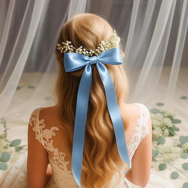 Fullive 1 1/2 Inch Sky Blue Ribbons, 30 Yards Ribbon for Gift Wrapping, Polyester Satin Ribbons for Crafts for Birthday Graduate Christmas Decorations DIY Bows Wrapping Bouquet Floral Arrangements - Image 5